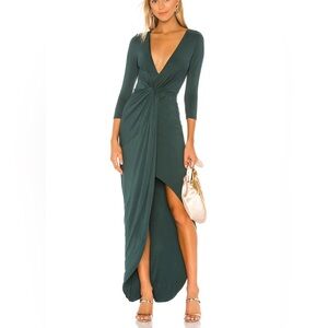 Lovers and Friends SUNDANCE MAXI DRESS Everglades Green Jersey Knit Revolve M